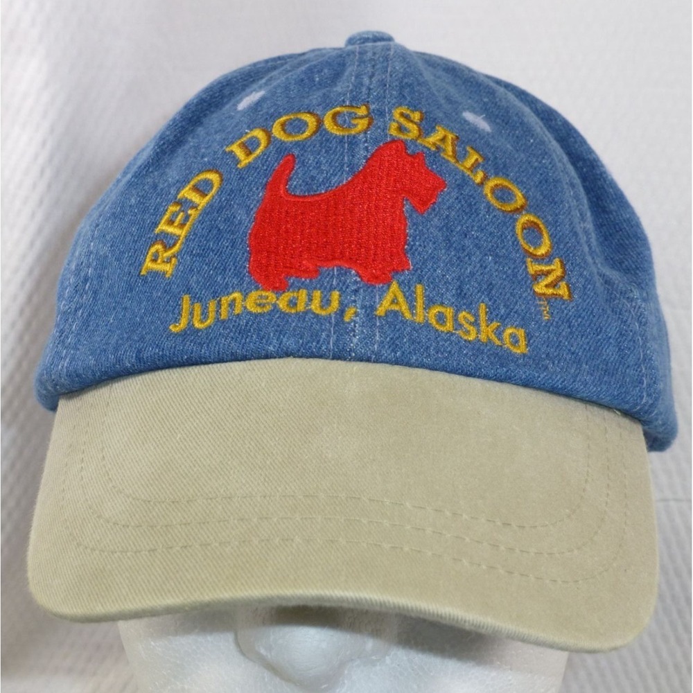 Red Dog Saloon Denim Baseball Cap Adjustable Hat From Juneau Alaska